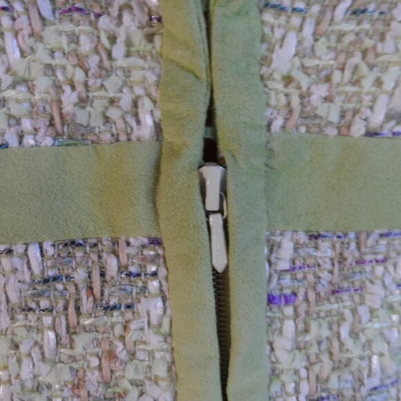 Douglas Hannant Light Green Houndstooth PatternTweed Skirt Suit Size 6 - Picture 8 of 16